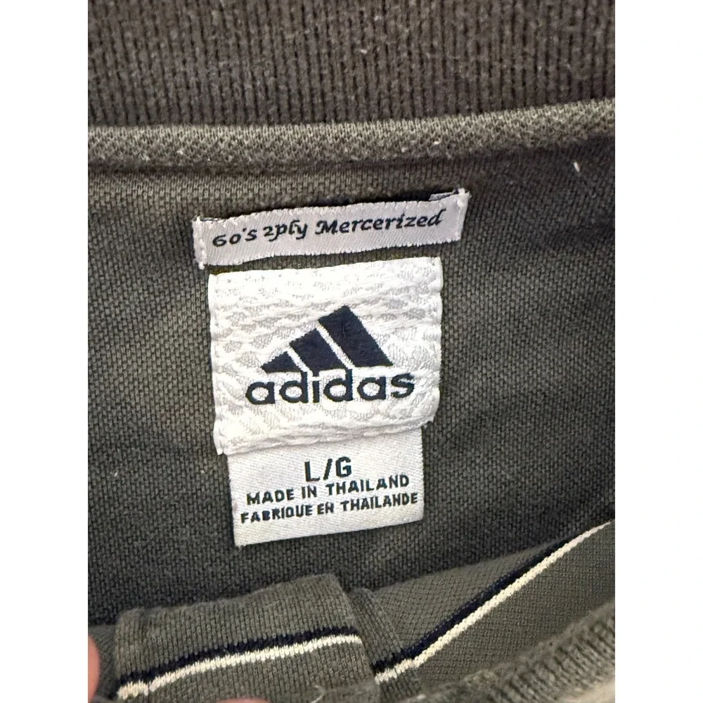 Adidas Mens Large Polo Shirt Olive Green Striped The Georgia Club Mercerized L